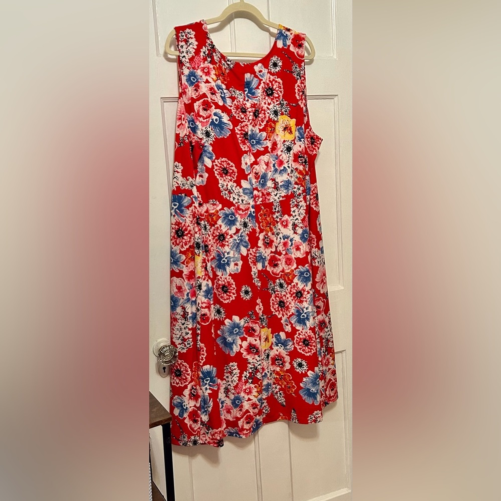 Ellos Red and White Floral Dress